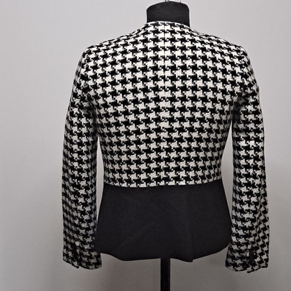 Talbots Women’s Size 10 Black Button Down Houndstooth Blazer Suit Jacket - Picture 2 of 5